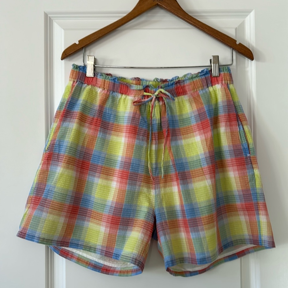Johnny Was Workshop Delacey Plaid Paperbag Waist Shorts w Pockets w MEASUREMENTS - Picture 6 of 14
